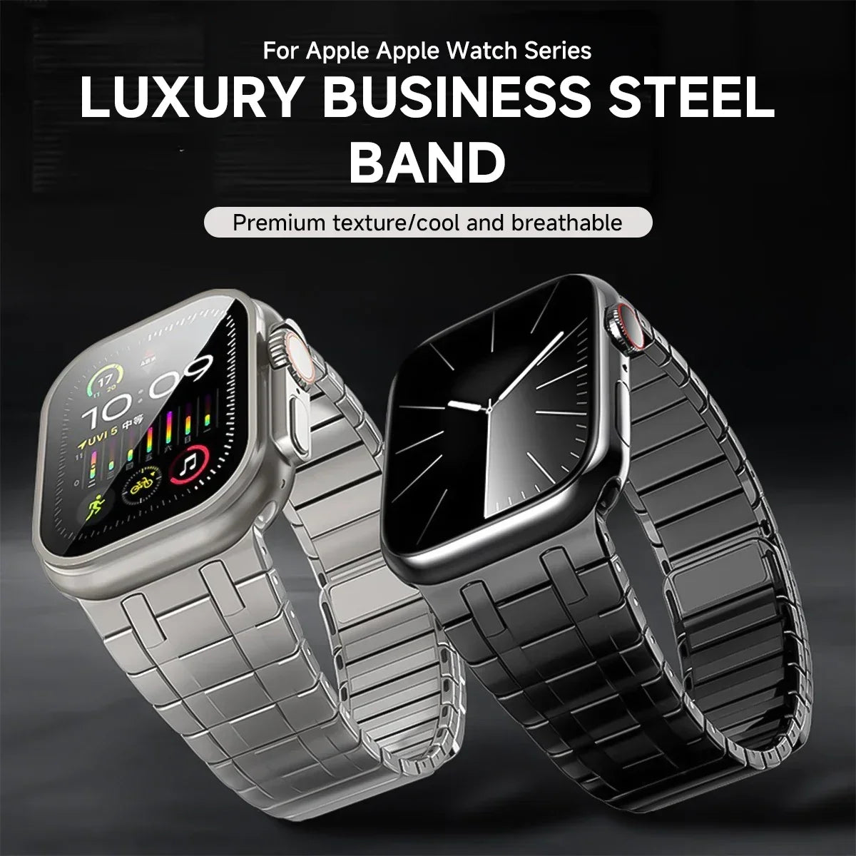Stainless Steel Magnetic Band for Apple Watch Ultra 2 49mm iWatch Series 9 8 7 6 5 4 SE 45mm 44mm 42mm Loop Bracelet