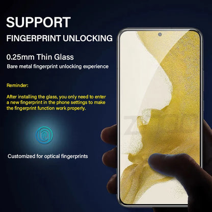 2PCS Tempered Glass For Samsung Galaxy S21 S22 S23 Plus S24 FE S25 S26 Ultra S25edge Screen Protector Fingerprint Unlocking