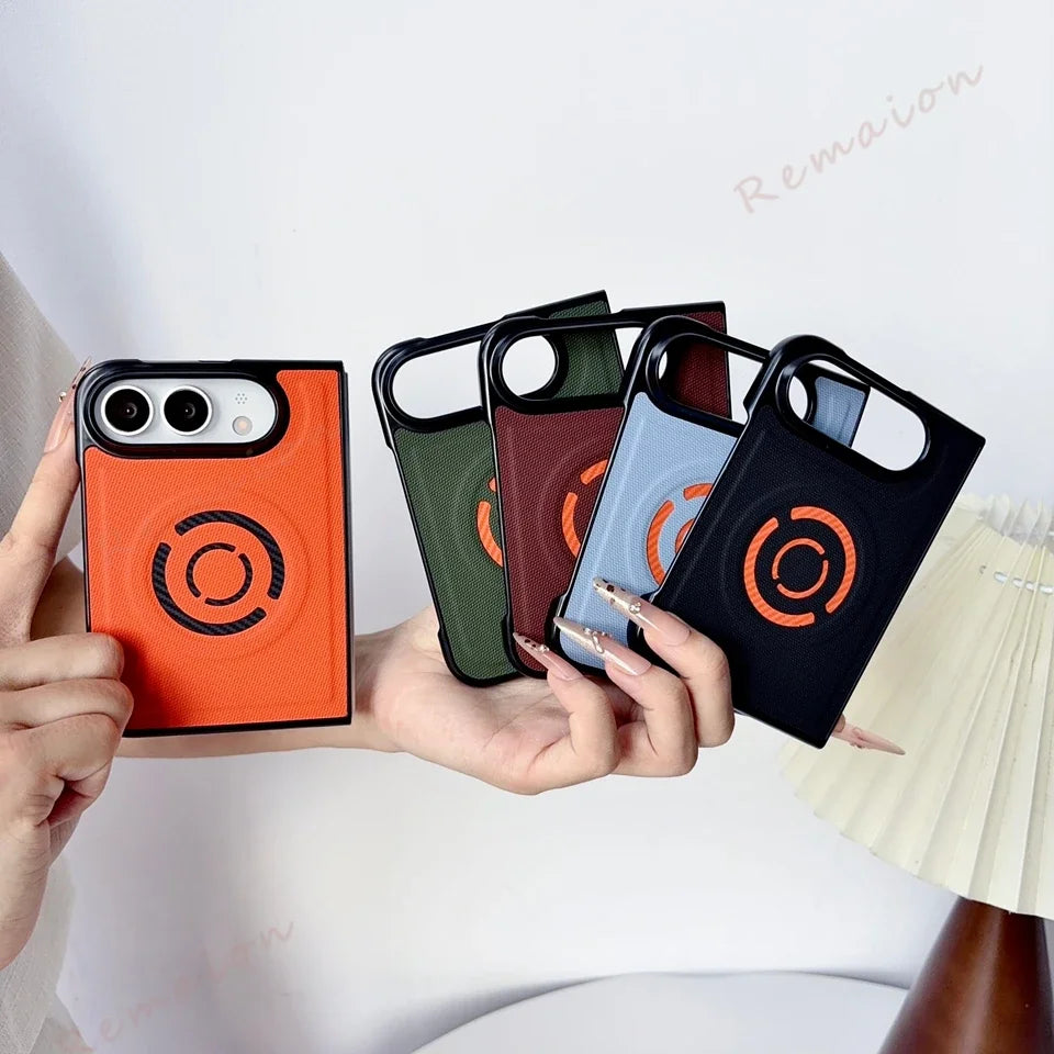 Fashion Magnetic Tech Fabric Phone Case For iPhone DUO 18Fold Magsafe Official Shockproof Protector Cover 18DUO