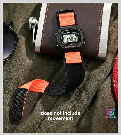 Nylon Strap For Casio AE1200 Square Watch 18mm Quick Release Breathable Sport Band With 316 Stainless Steel Case Waterproof Ring