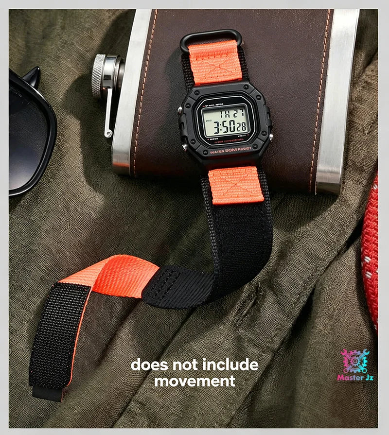 Nylon Strap For Casio AE1200 Square Watch 18mm Quick Release Breathable Sport Band With 316 Stainless Steel Case Waterproof Ring