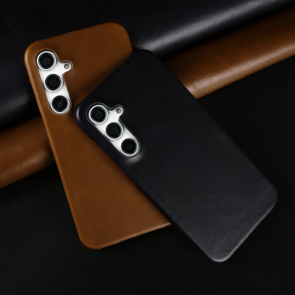 Handmade Genuine Leather Case For Samsung Galaxy S23 FE S20 S20FE 5G S22Plus S21 Aesthetic Vintag Pattern Phone Shell Back Cover