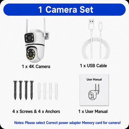 8MP HD Wifi Surveillance PTZ Camera Outdoor 4K Dual Lens Dual Screen Human Detection IP Security Protection Camera CCTV Video