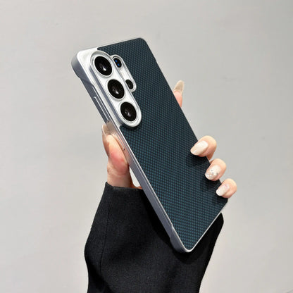 Business Plating Ultra-thin Maze Grid Pattern for Magsafe Borderless Phone Case for Samsung S26 Ultra S25 Plus Shockproof Cover