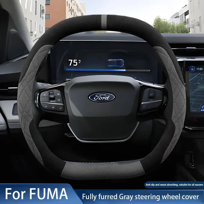 Luxury Soft Faux Fur Car Steering Wheel Cover for Ford PUMA ST-Line Gen-E 2024 2025 Non-slip Car-styling Auto Accessories