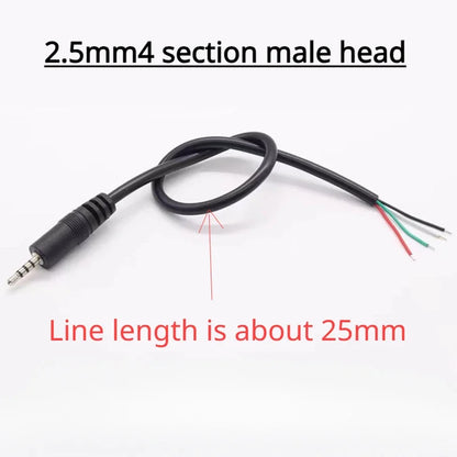 2.5mm 3.5mm 1/8'' Mono/Stereo Male Plug Female Jack Connector 2/3/4 Pole Pin AUX Extension Wire DIY Audio Headphone Repair Cable