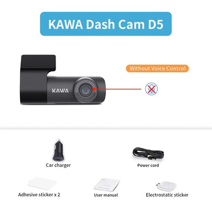 2K Dash Camera For Car DVR Dash Cam In The Car KAWA D5 Video Recorder Emergency Voice Control WiFi APP Monitor WDR Dashcam