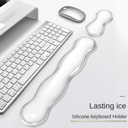 Silicone Keyboard Mouse Wrist Rest Support Ergonomic Wave Hand Pad Cushion Comfortable Soft For Gaming Office PC Computer Laptop