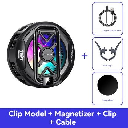 K51 AI Mobile Cooler Magnetic Back-clip Ice Cooling Radiator Digital Display RGB Light Gaming Cooler Temperature Control