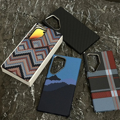 Luxury Carbon Fiber Wireless for Magsafe Case for Samsung Galaxy S26 S25 S23 S24 S22 Ultra Plus Alloy Lens Protection Hard Cover