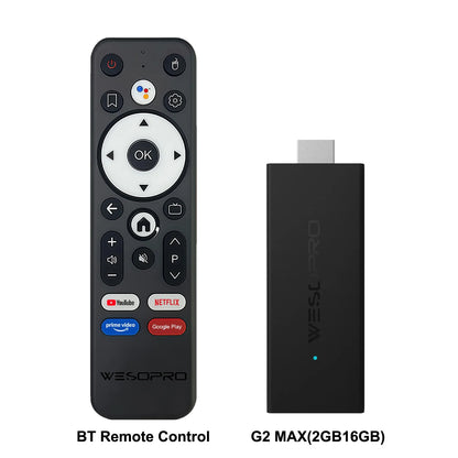 WESOPRO Android 14 TV Stick G2 Lite Smart IPTV Media Player 1GB RAM 8GB ROM Dual-band 2.4GHz/5.0GHz Wifi6 4K 30fps Fire Mi Stick