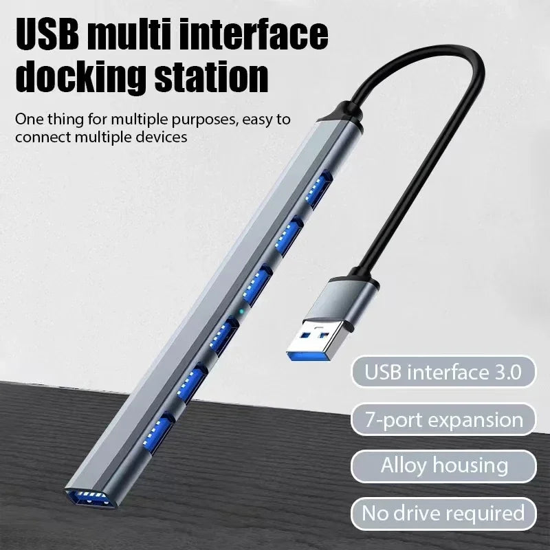 USB C Hub 7 In 1 Multi USB Hub Splitter 7 Port USB3.0/2.0 High Speed Docking Station for MacBook Notebook Laptop