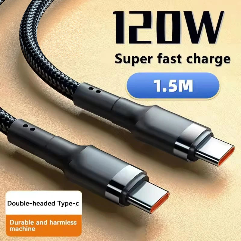 120W Fast Charge Cable  PD Quick Charging High Quality USB C TO USB Type C Cable For iPhone Xiaomi 17 Plus Pro Max Samsung S24