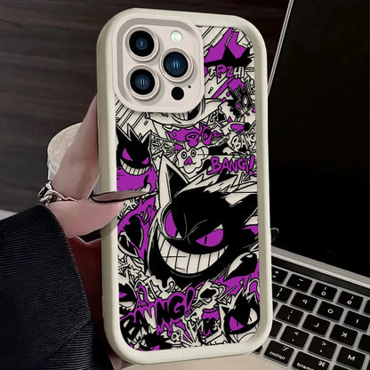P-Pokemon Gengar Graffiti Phone Case for iPhone 17 Air 16 16E 15 14 13 12 11 Pro Max X XS X S Max XR SE 2020 SE4 7 8 Silicone