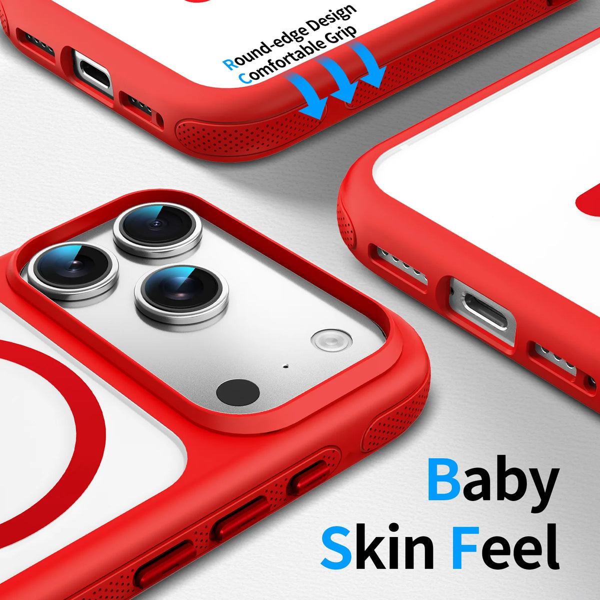 case for 17 16 15 14 13 12 pro max Matte skin texture semi transparent protective case Anti-Fingerprint Wireless Charging tough