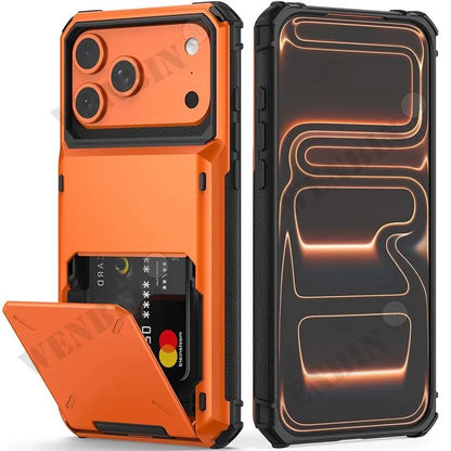Case For iPhone 17 Pro Max 16 15 Pro Max 14 13 12 11 Heavy Duty Wallet Hidden Flip Slot Protective Hard Back Covers Coque Fundas