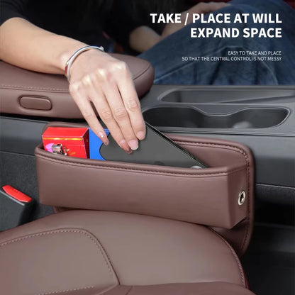Car Seat Gap Organizer Storage Box Nappa Leather Multifunction Universal Crevice Side Storage Pocket Wallet Key Card Accessories