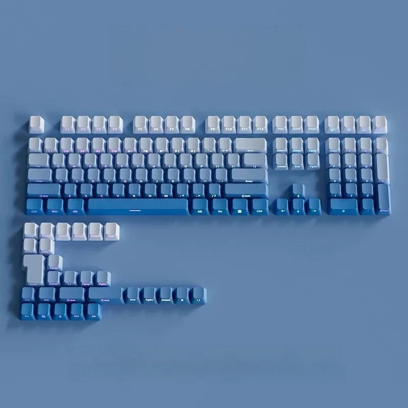Gradient Gray Double Shot RGB Backlit Keycaps OEM Profile 135+ Keys Side Printed PBT Keycaps for Cherry MX Switches Keyboards