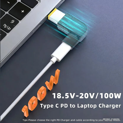 PD 100W Type C to Universal Laptop Charger Converter for Asus Lenovo Hp Dell Acer Samsung USB C Fast Charger Adapter Connector