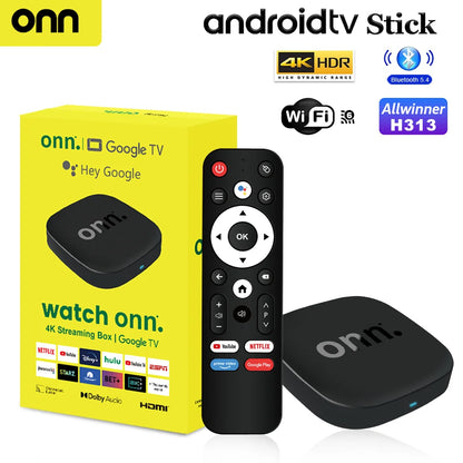 Onn 4K Android 13 Smart TV Box 4K Quad Core Set-Top Box 5G Connectivity 8GB 128G Voice Remote for Streaming Media Player