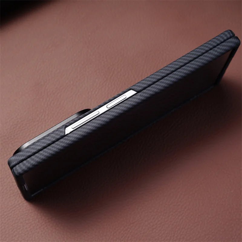 Business Magnetic Carbon Fiber Texture Case for Samsung Z Fold 8 7 6 5 4 Wireless Charging PC Cover with Screen Protective Film