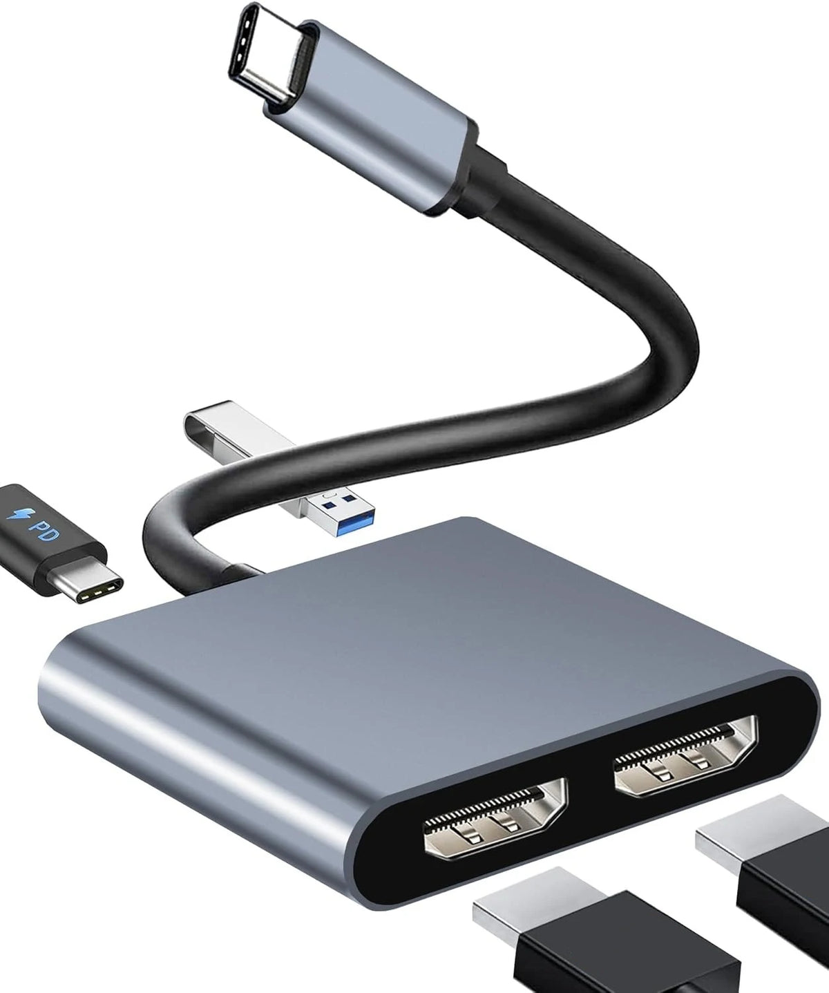 USB C to Dual 4K HD Display Adapter Thunderbolt3 Docking Station Hub Two Monitors for Windows10/11 Laptop Mirror and Extend Mode