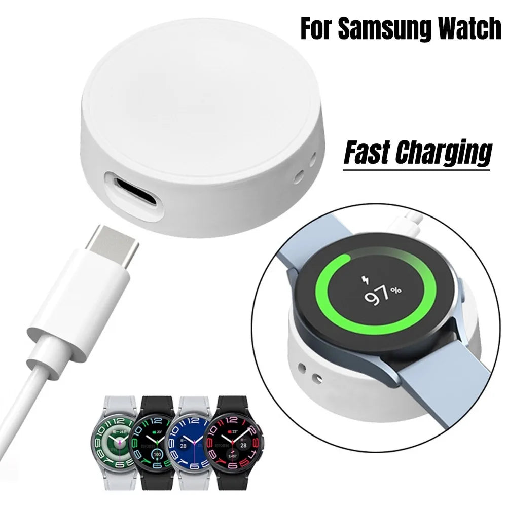 Portable Watch Wireless Charger Cable Type C Keychain for Samsung Galaxy Watch 7 6 5 Classic Pro 4 3 Active 2 Fast Charging Dock