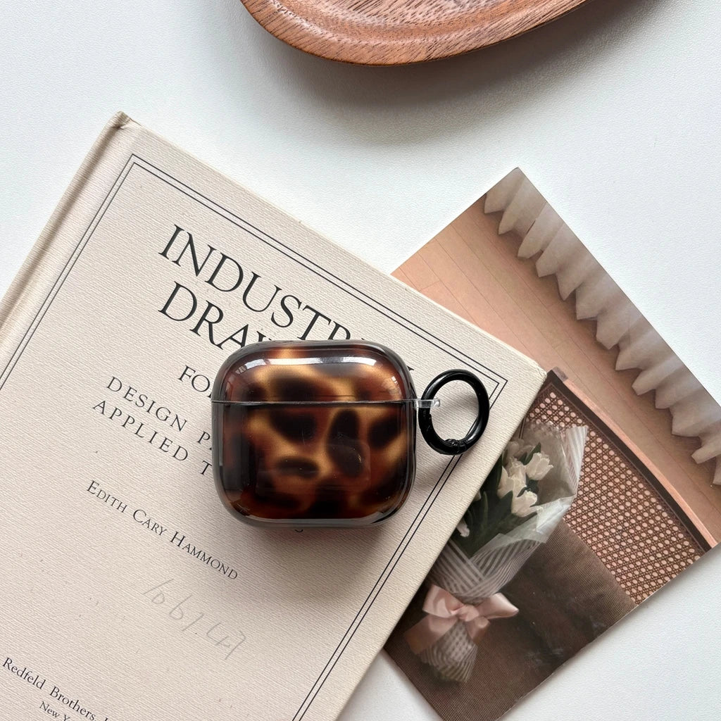 Autumn Winter Retro Brown Amber Pattern With Hook Shockproof Protective Earphone Cover Case for AirPods 1 or 2 3 4 5 Pro 2 Pro 3