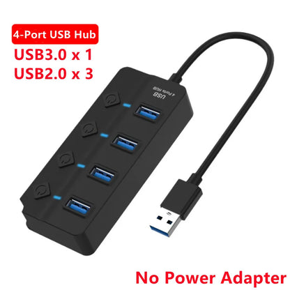 USB 3.0 Hub USB Hub 3.0 Multi USB Splitter 3 Hab Use Power Adapter 4 Port Multiple Expander 3.0 2.0 USB Hub with Switch for PC