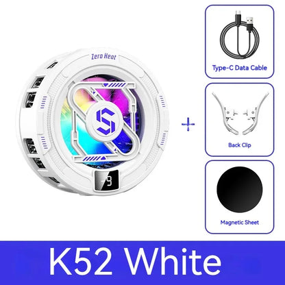 K52 AI Mobile Cooler Magnetic Back-clip Ice Cooling Radiator Digital Display RGB Light Gaming Cooler Temperature Control