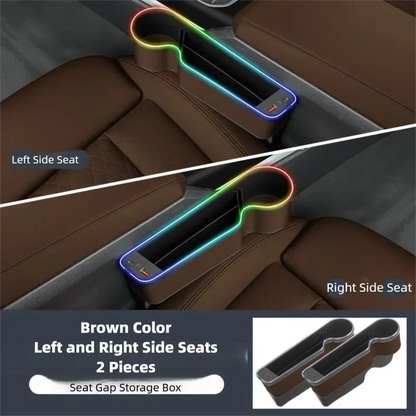 7 Color Led Car Seat Gap Filler Organizer Car Seat Pocket Gap Filler, Car Gap Organizer Storage Console Side Seat Gap Filler