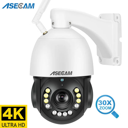 8MP 4K PTZ IP Camera Wifi 30X Optical Zoom CCTV Outdoor AI Human Vehicle Tracking Audio Onvif POE Surveillance Camera