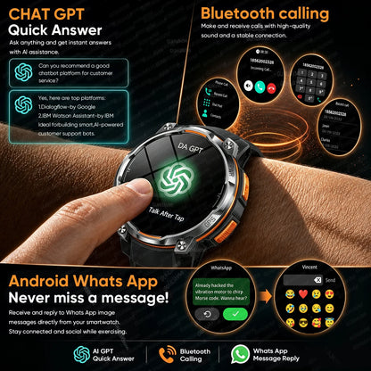 1200mAh Massive Power Outdoor GPS Smart Watch Offline Map 1.43“ HD Screen IPX8 Waterproof Compass Military 107+Sports Watch Men