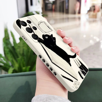 Naughty Cat Phone Case For Samsung Galaxy S25FE  S24 S23 S22 S21 S20 Ultra Plus FE S10 Note 20 ultra 10 9 Plus Cover