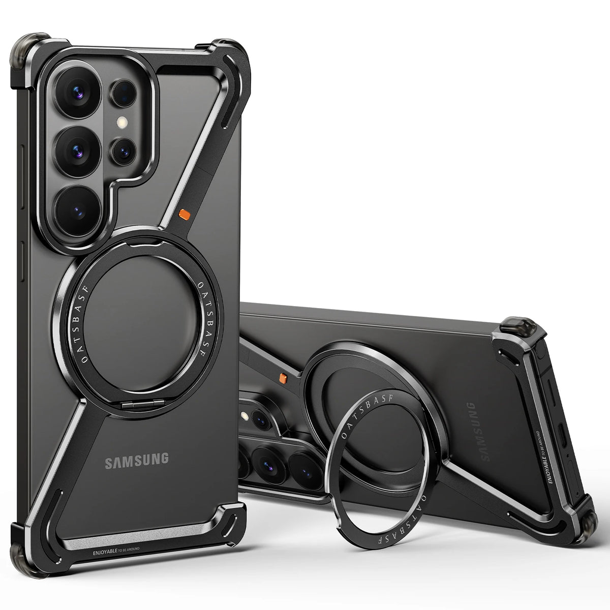 Eary Z Shape for Samsung Galaxy S26 Ultra Phone Case Frameless Metal Protective Case 360°Rotate Magnetic Stand Shockproof Cover