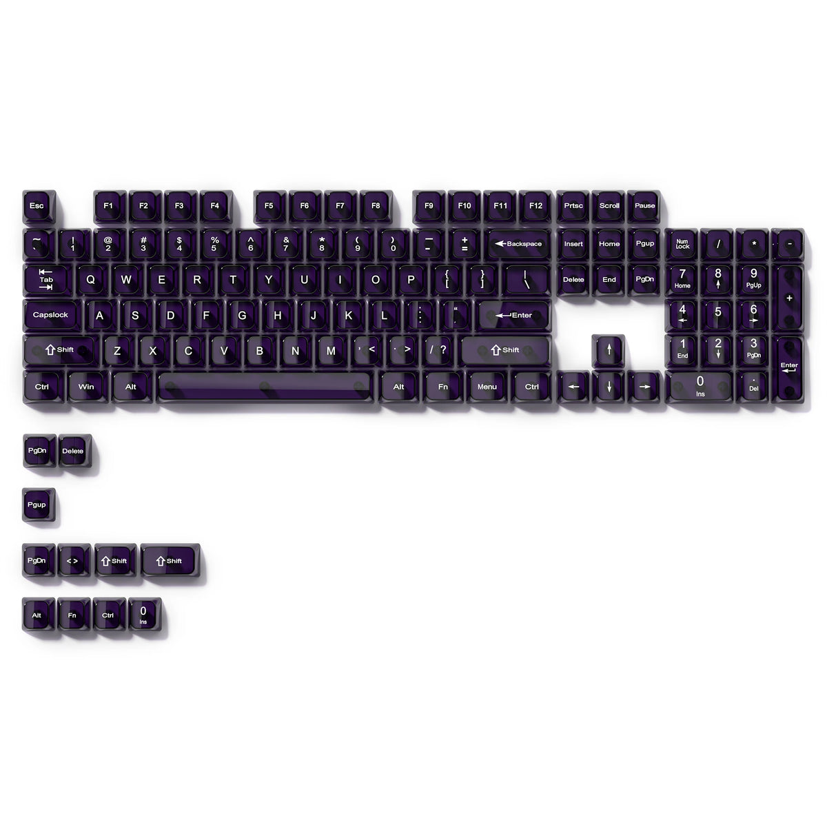 115 Keys Black Transparent Clear Keycaps Crystal Ceramic PC Keycap RGB Shine Through Key Cap MDA Profile for MX Switch Keyboard