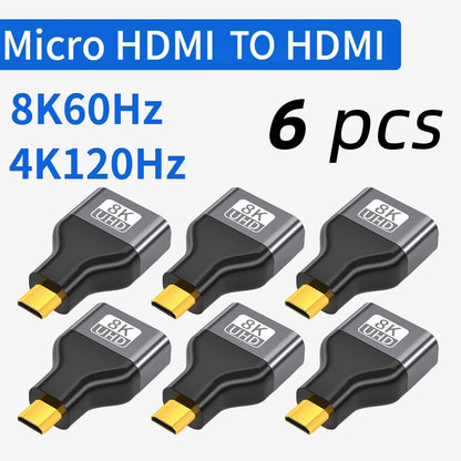 8K@60Hz Mini Micro HDMI-compatible Male to HDMI-compatible2.1 Female Adapter Converter for Camera Tablet Laptop HDTV Monitor
