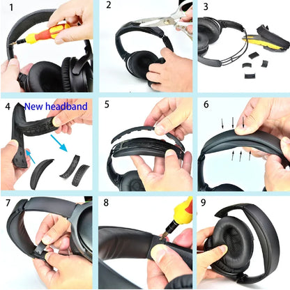 Replacement Easy to install Snap on Headbeam cushion/Protein skin memory sponge ear pad For Sony WH-1000XM4 Headset repair parts