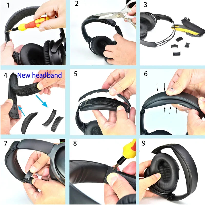 Replacement Easy to install Snap on Headbeam cushion/Protein skin memory sponge ear pad For Sony WH-1000XM4 Headset repair parts