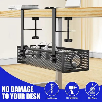 1-2PCS Under-Desk Cable Management Tray Office Cable Organizer No Drilling Desktop Cable Tray for Neat Cable Arrangement