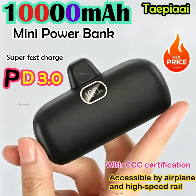 Mini Power Bank 10000mAh PowerBank Fast Charging Portable Charger for IPhone 17 16 14 13 12 Xiaomi Samsung Poco External Battery