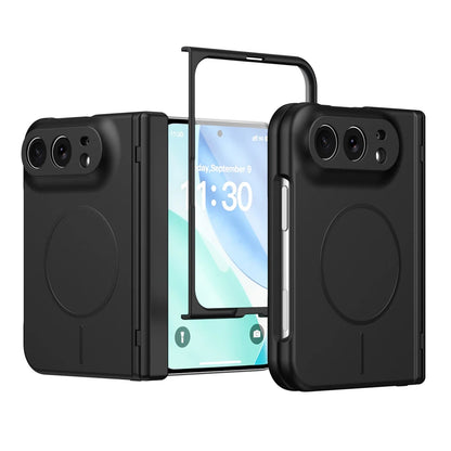 KEYSION Magnetic Fold Phone Case for MagSafe for iPhone Duo Matte Hard PC Shockproof Back Cover With Hinge+ HD Screen Protector