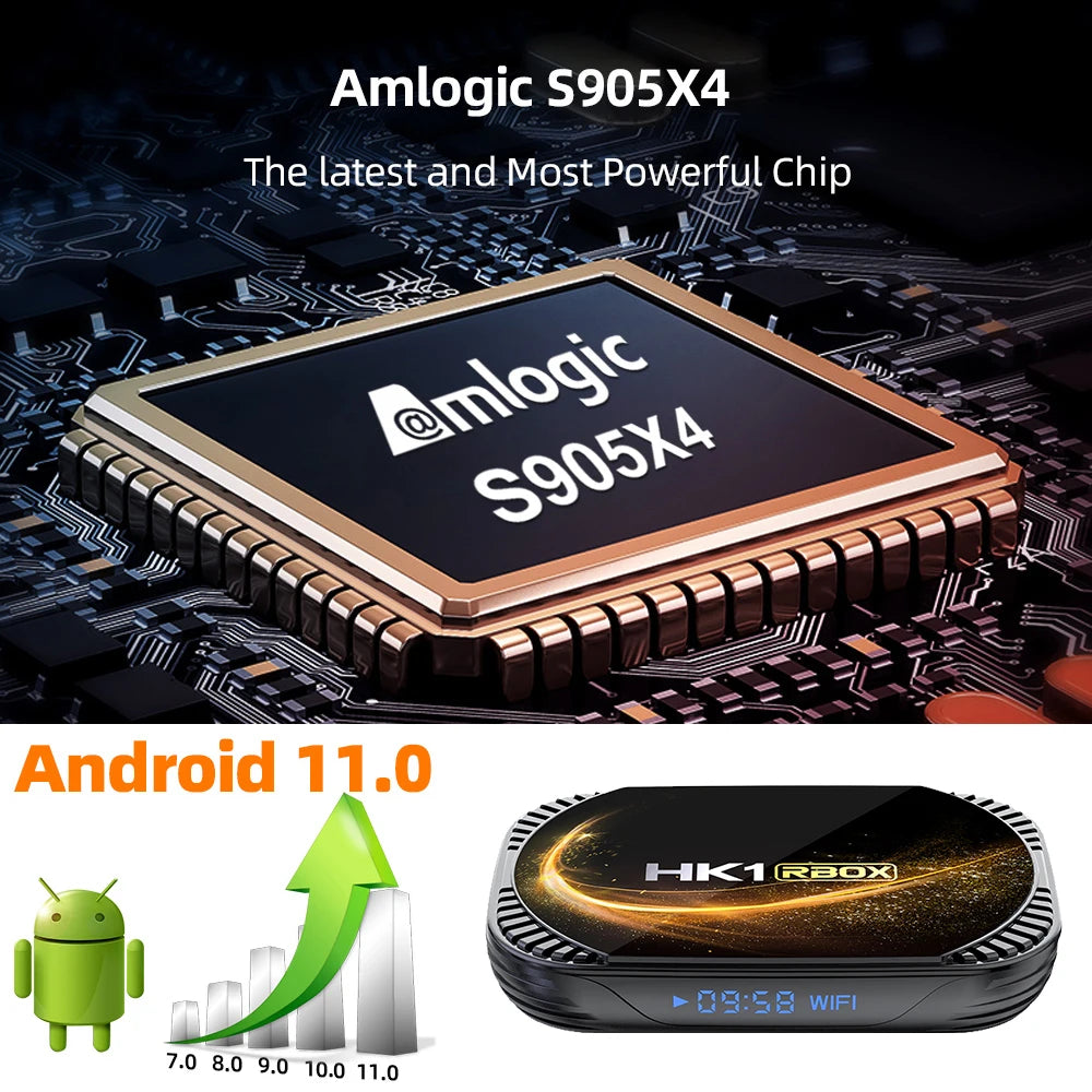 Smart TV Box HK1 RBOX X4S Amlogic S905X4 Android 11 4GB 64G 128GB 5G Dual WIFI 4K 8K BT Media Player Set Top Box 2G 16G TVBOX