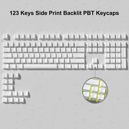 140 Keys White Grey PBT Keycap RGB Shine Through Double Shot Keycaps Cherry Profile for MX Switches  Mechanical Gaming Keyboard
