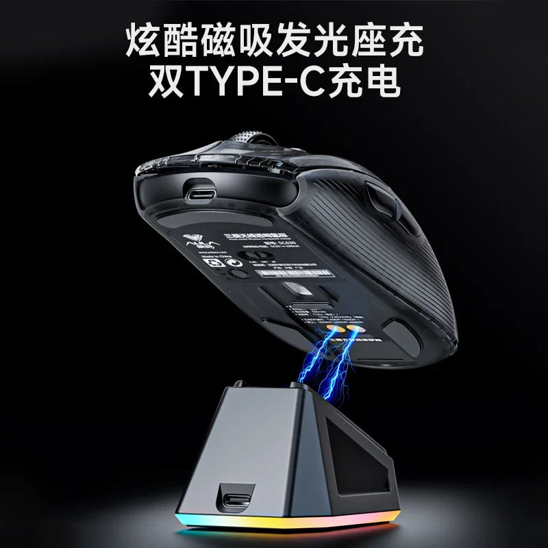 AULA SC630 Transparent Wireless Gaming Mouse Tri Mode Magnetic Charging Base RGB Lighting Battery Display For PC Gamer Office