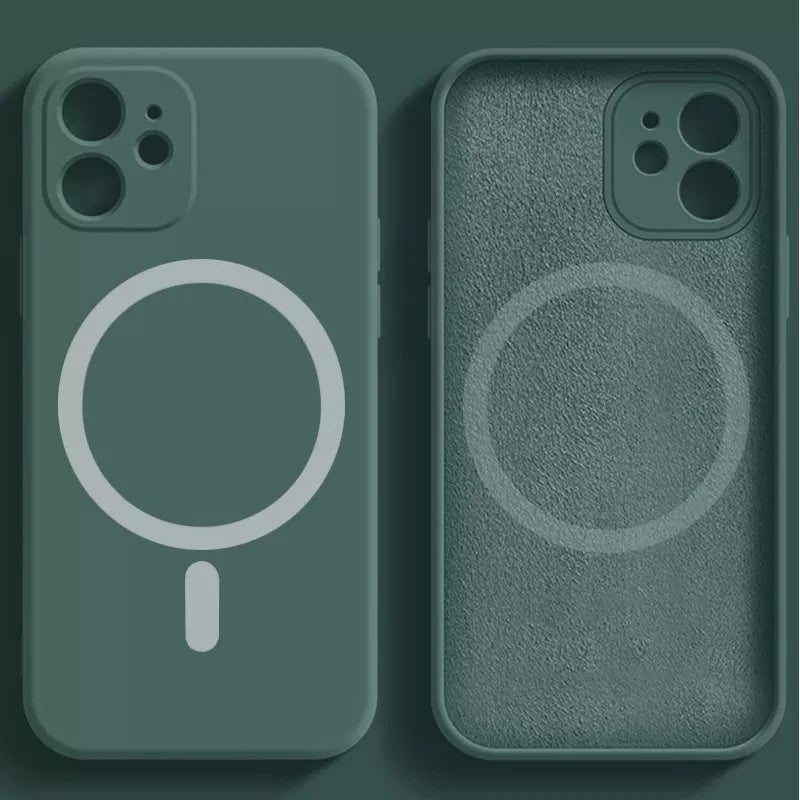 For Apple Magnetism Cover Original Liquid Silicone Magsafe Case Iphone 14 13 12 Mini 11 Pro Max X Xs Xr 7 8 Plus Se 202 Flocking