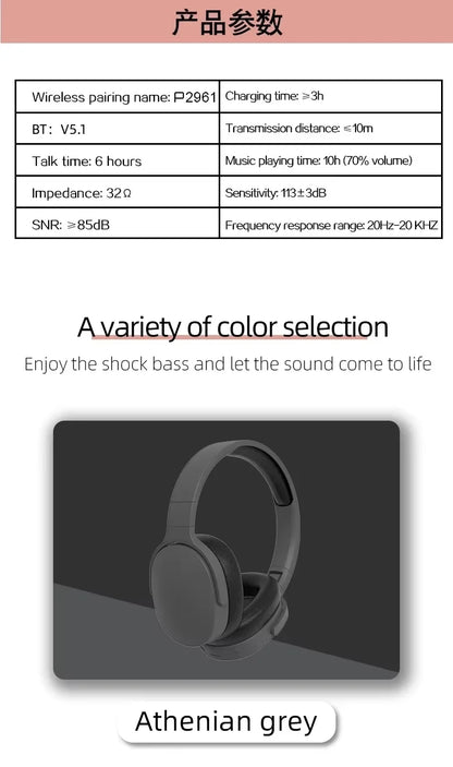 Headset Bluetooth Headphone True Wireless Sports With Headset Noise Reduction Computer Gaming Long Life High Sound Quality P2961