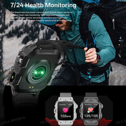 1400mAh Big Battery Smart Watch Men Outdoor GPS Flashlight 10ATM Waterproof Bluetooth Call AMOLED HD Sports Smartwatch PK HT30