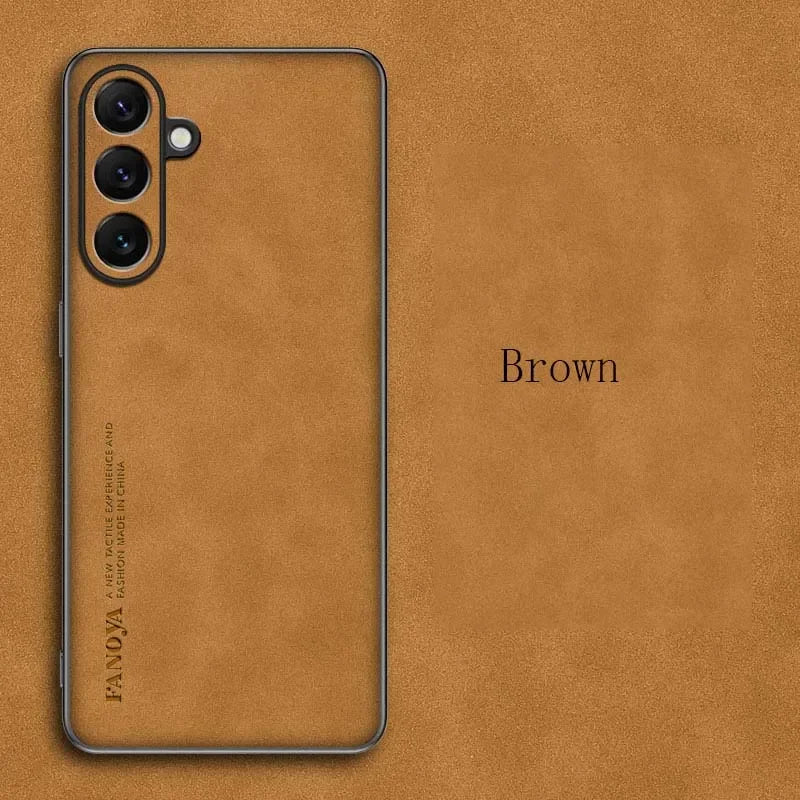 EUCAGR Sheepskin PU Leather Silicone Phone Cases For Samsung Galaxy S26 Plus S25 FE edge S24 S23 S22 S21 S20 Back Cover Coque