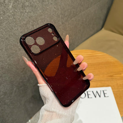 Bling Glitter PC TPU Hybrid Case for Apple iPhone 18 17 16 15 Pro Max Hard Clear Transparent Lens Protection Soft Bumper Cover